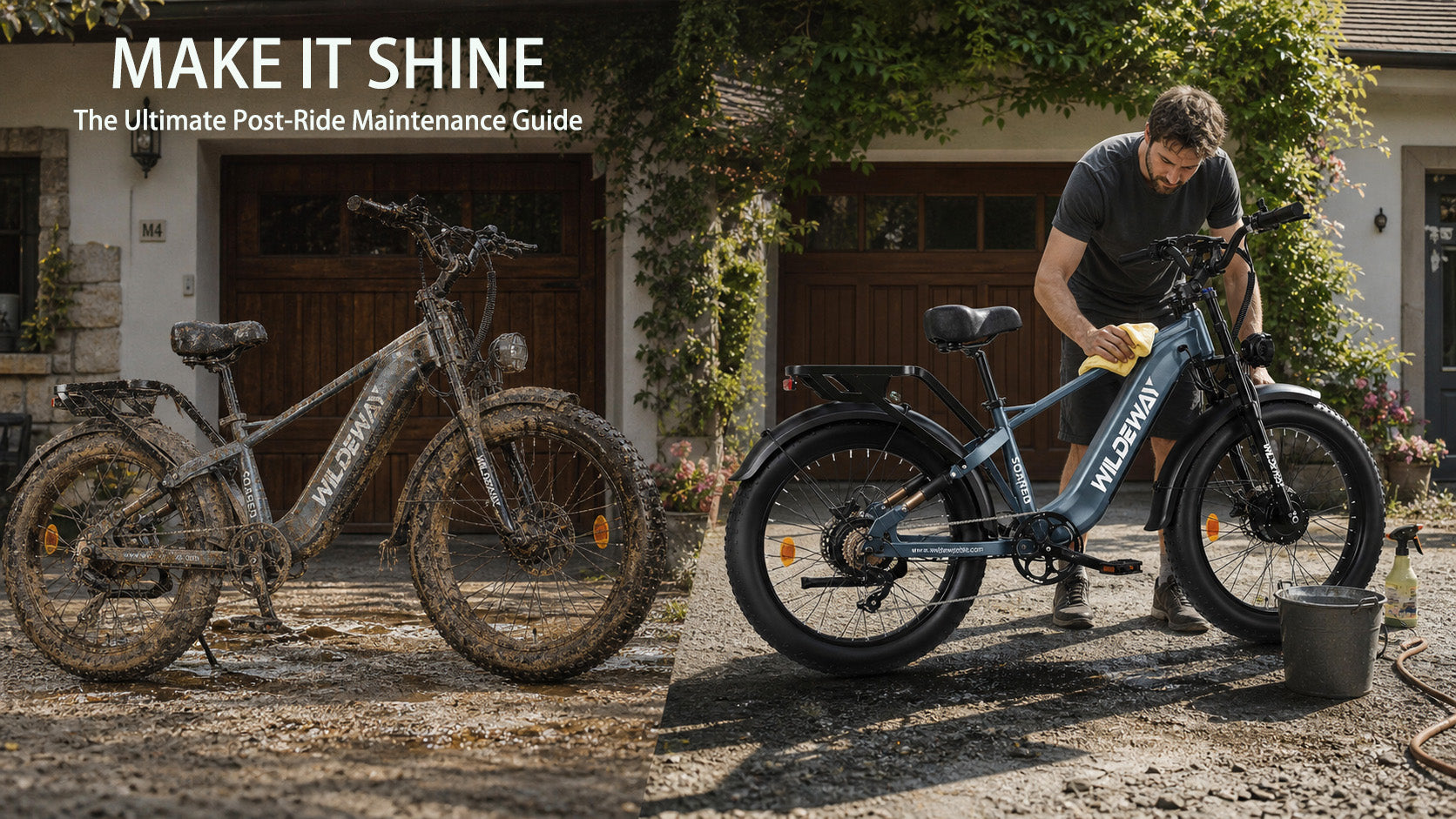 Step-by-step guide on how to safely wash and maintain a muddy WILDEWAY SOARED full-suspension e-bike